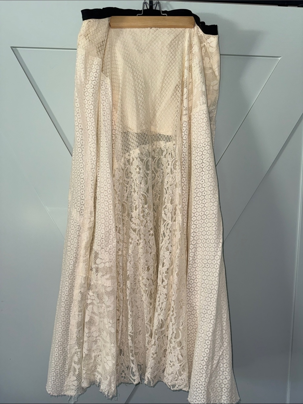 Cream Lace Maxi Dress - Feminine Lace Overlay